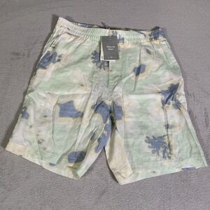 H&M Shorts Mens Small Tie Dye Camo Natural Linen Relaxed Fit 8" Inseam NEW
